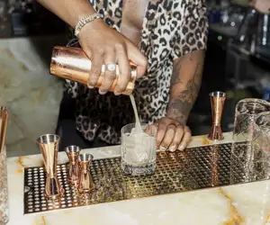 A carefully crafted margarita poured by talented bar team at West Loop cocktail lounge Kashmir. 